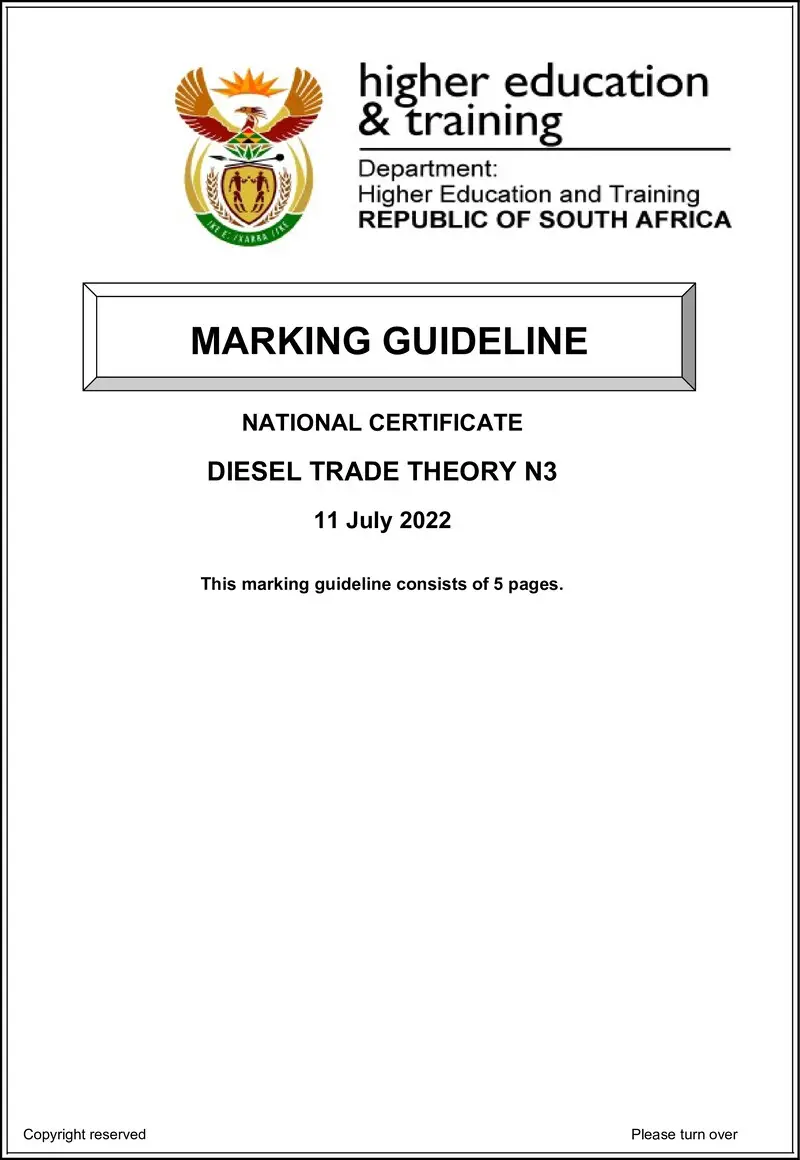 T450 Diesel Trade Theory N3 Aug MEMO 2022 Sign Off preview