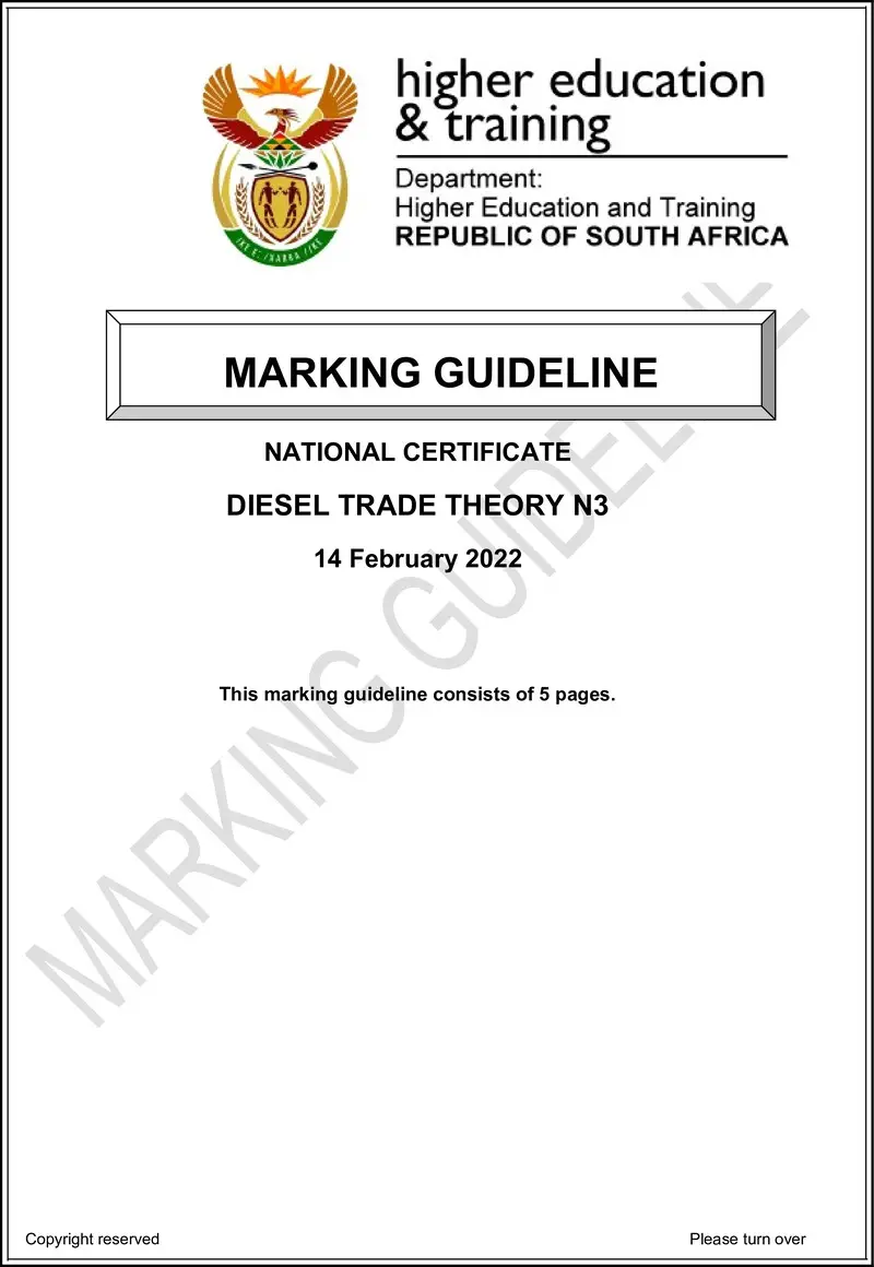 T450 Diesel Trade Theory N3 MEMO April 2022 Sign Off preview