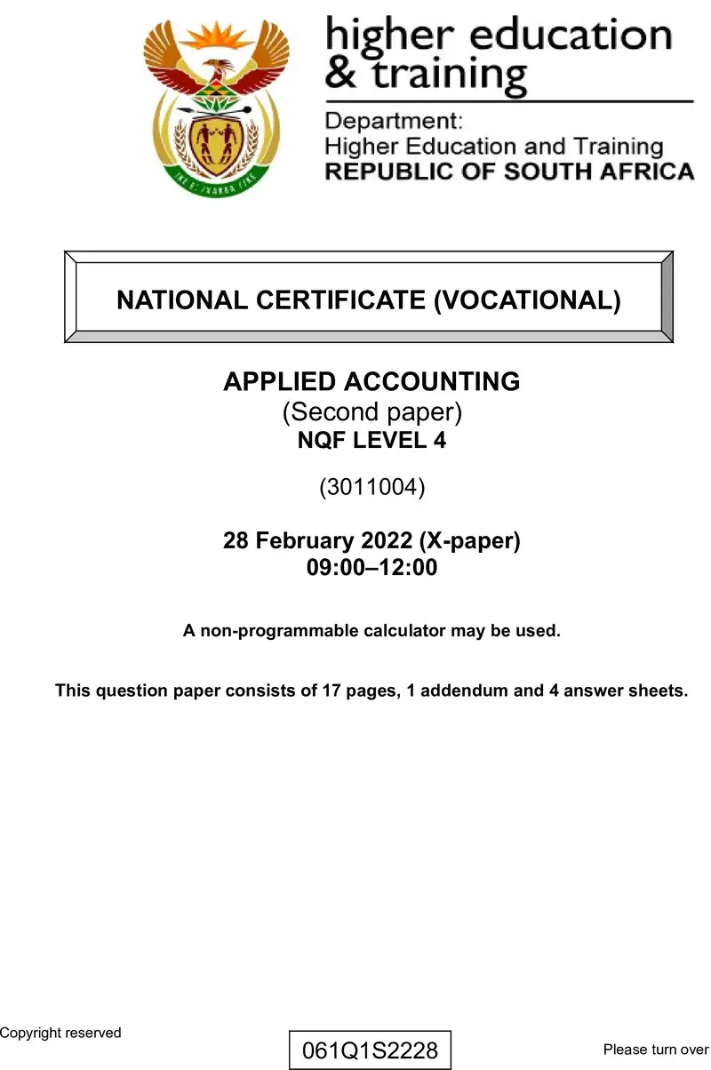 Applied Accounting L4 P2 QP Supp Feb 2022 preview