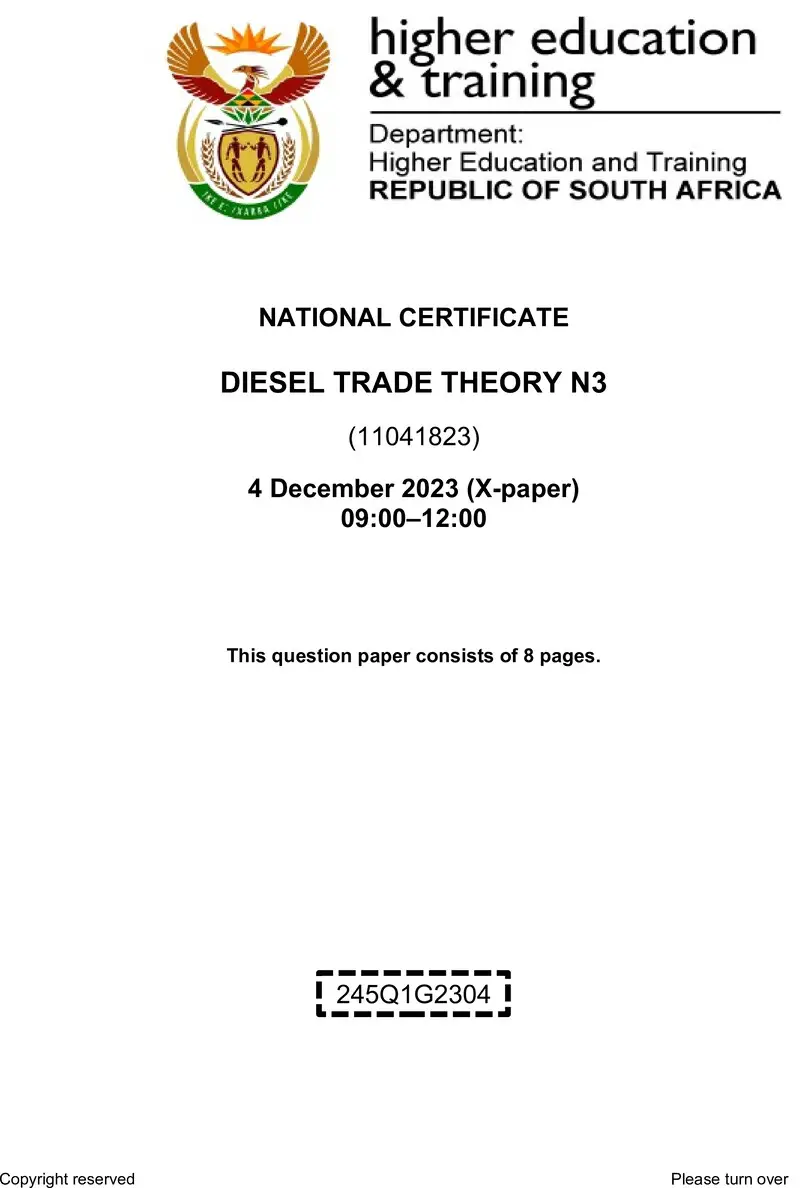 T450 Diesel Trade Theory N3 QP Nov 2023 preview