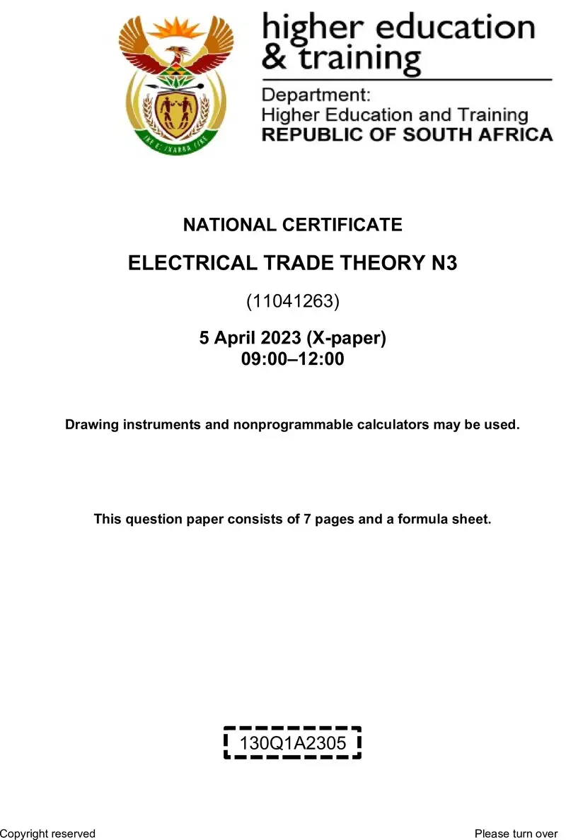T520 Electrical Trade Theory N3 QP Apr 2023 Sign Off preview