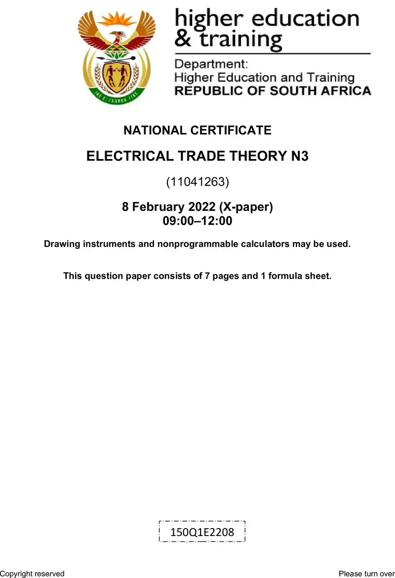 T520 Electrical Trade Theory N3 QP April 2022 Sign Off preview