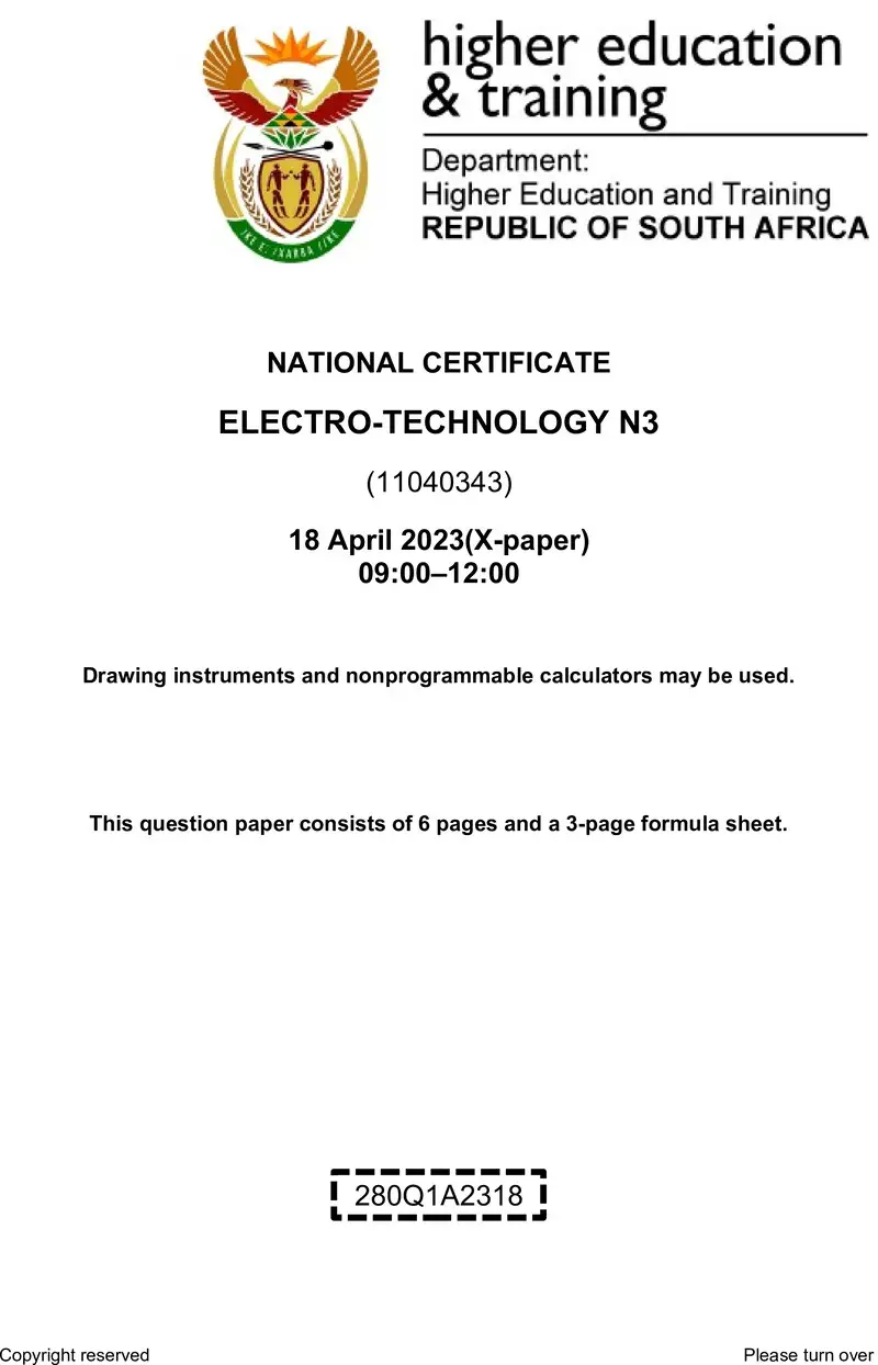 T560 Electrotechnology N3 QP April 2023 Sign Off preview