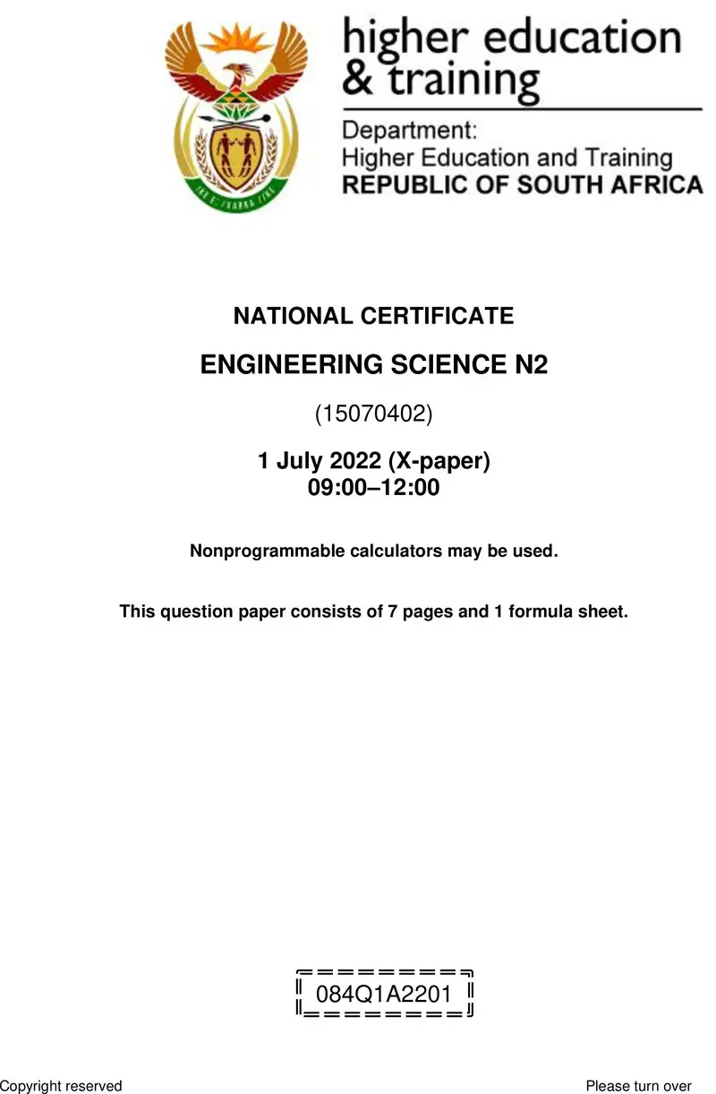 T630 084Q1A2201 Engineering Science N2 Aug 22 QP Sign Off preview