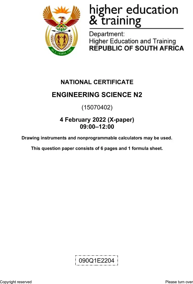 T630 Engineering Science N2 April 2022 QP Sign Off preview