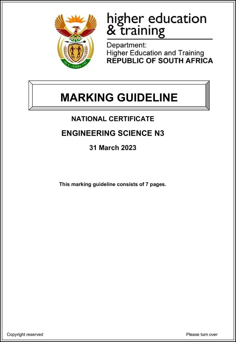 T640 Engineering Science N3 MEMO April 2023 preview