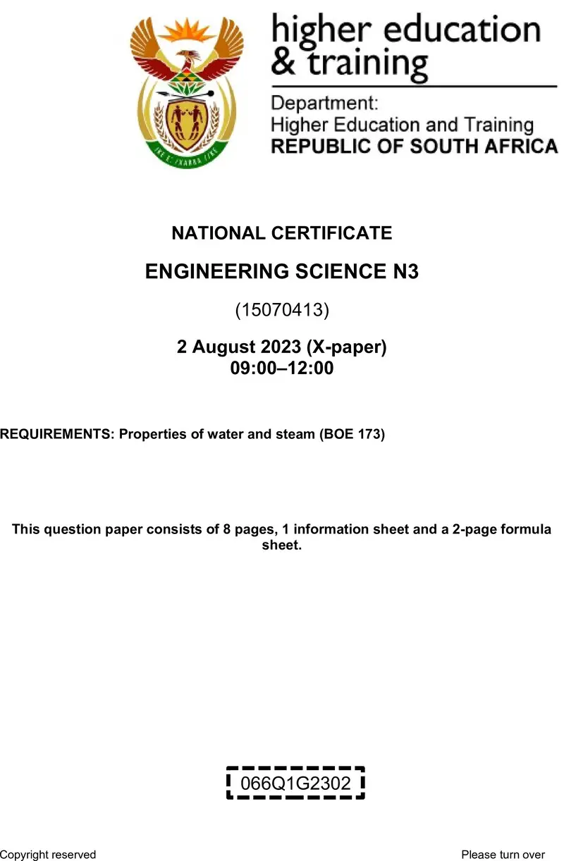 T640 Engineering Science N3 QP Aug 2023 Sign Off preview