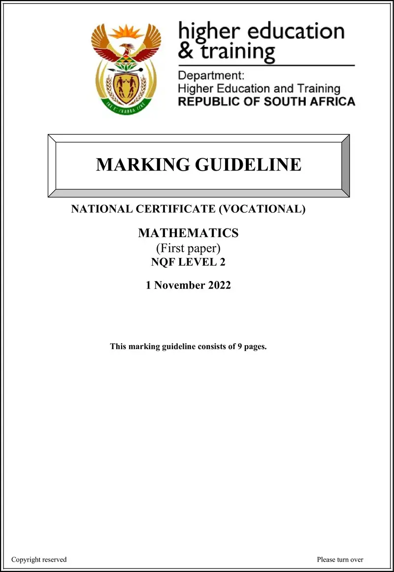 Mathematics L2 P1 MEMO Nov 2022 preview