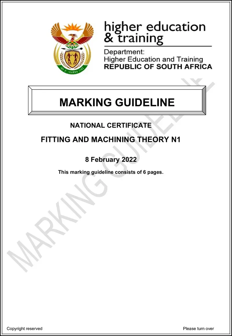 T690 Fitting And Machining Theory N1 MEMO April 2022 preview