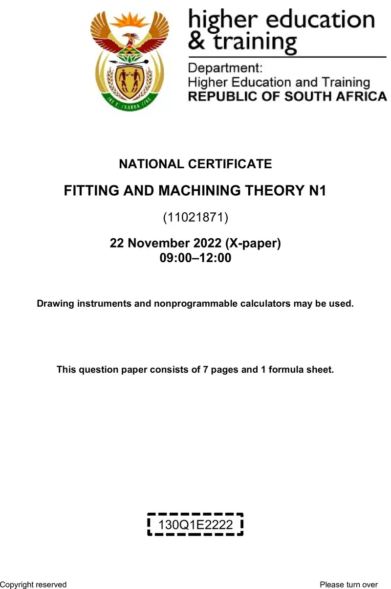 T690 Fitting And Machining Theory N1 Nov QP 2022 preview