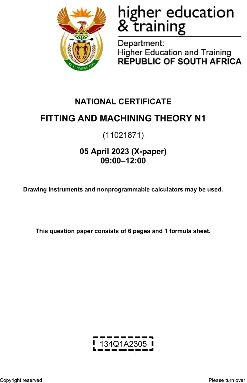 T690 Fitting And Machining Theory N1 QP 2023 preview