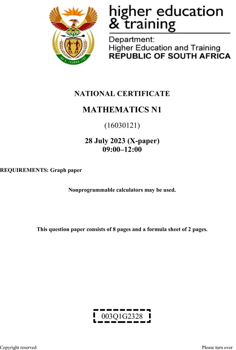 T990 Mathematics N1 Aug QP 2023 preview