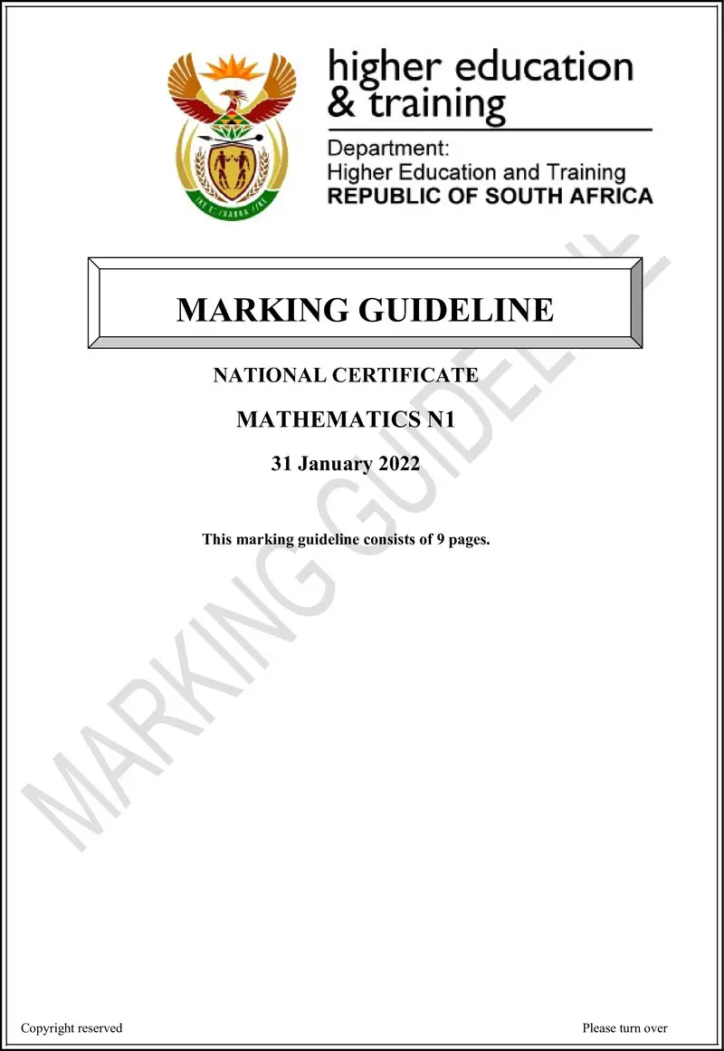 T990 Mathematics N1 MEMO April 2022 preview