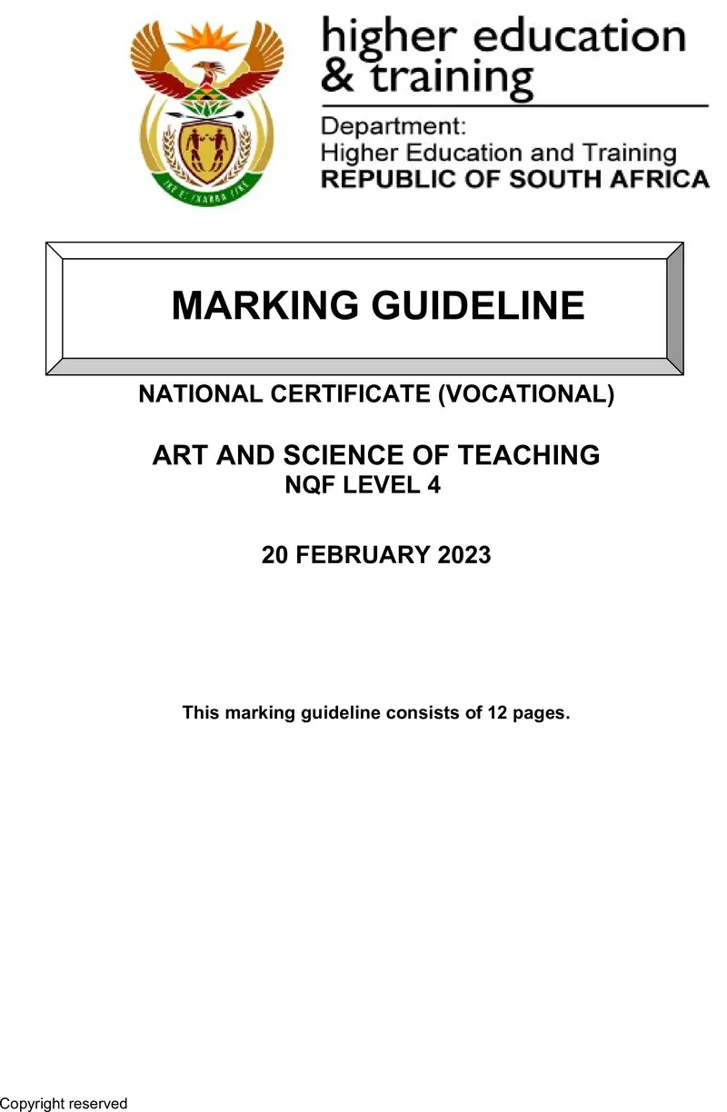 Art And Science Of Teaching L4 MEMO Feb 2023 preview