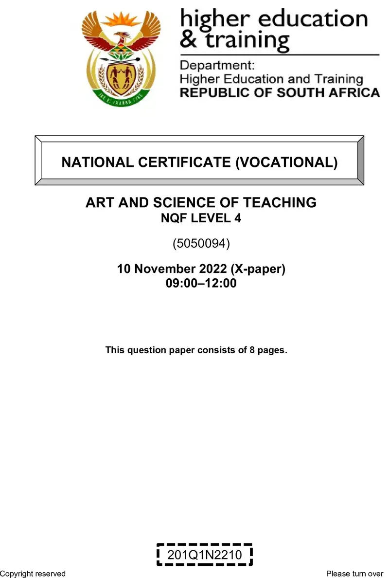 Art And Science Of Teaching L4 QP Nov 2022 preview