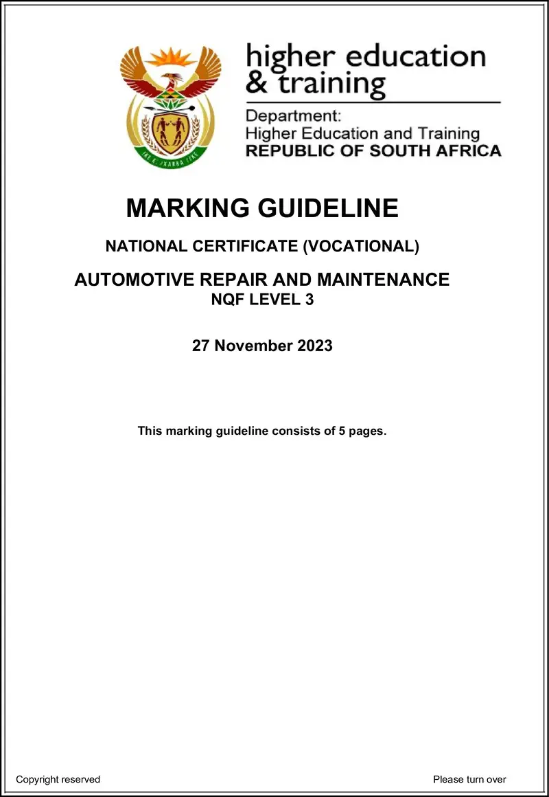 Automotive Repair And Maintenance L3 MEMO Nov 2023 preview