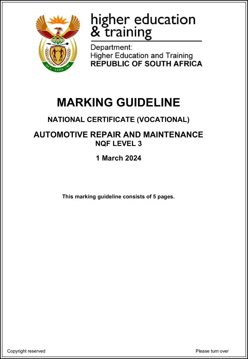 Automotive Repair And Maintenance L3 MEMO Supp Feb 2022 Not 2024 preview