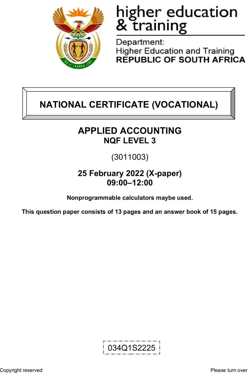 Accounting L3 QP Supp Feb 2022 Watson preview