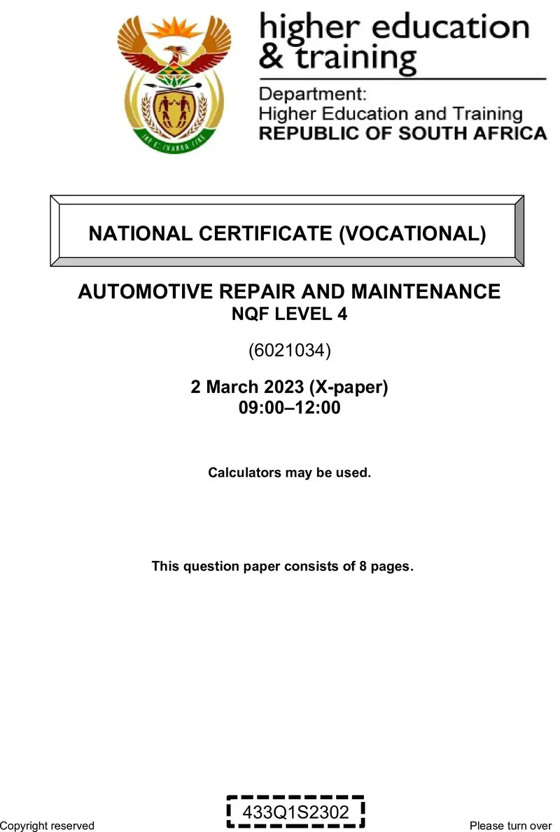 Automotive Repair And Maintenance L4 QP Feb 2023 preview
