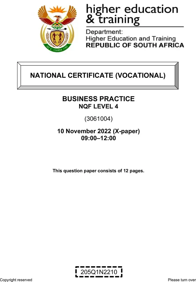 Business Practice L4 QP Nov 2022 preview