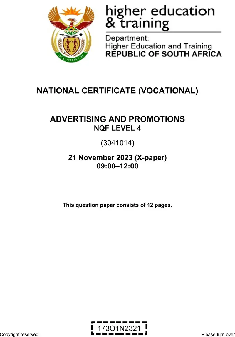 Nc40 Advertising And Promotions L4 QP Nov 2023 preview