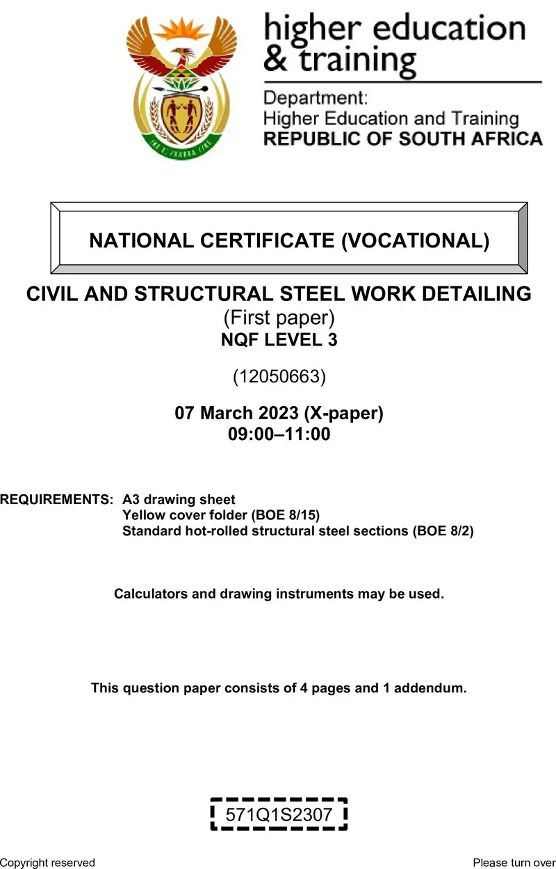 Civil And Structural Steel Work Detailing L3 P1 QP Feb 2023 preview