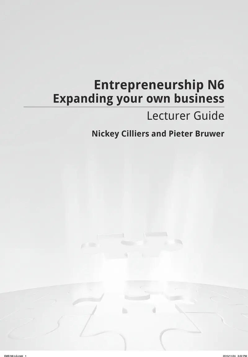 Entrepreneurship Expanding Your Own Business Lecturer Guide N6 cover