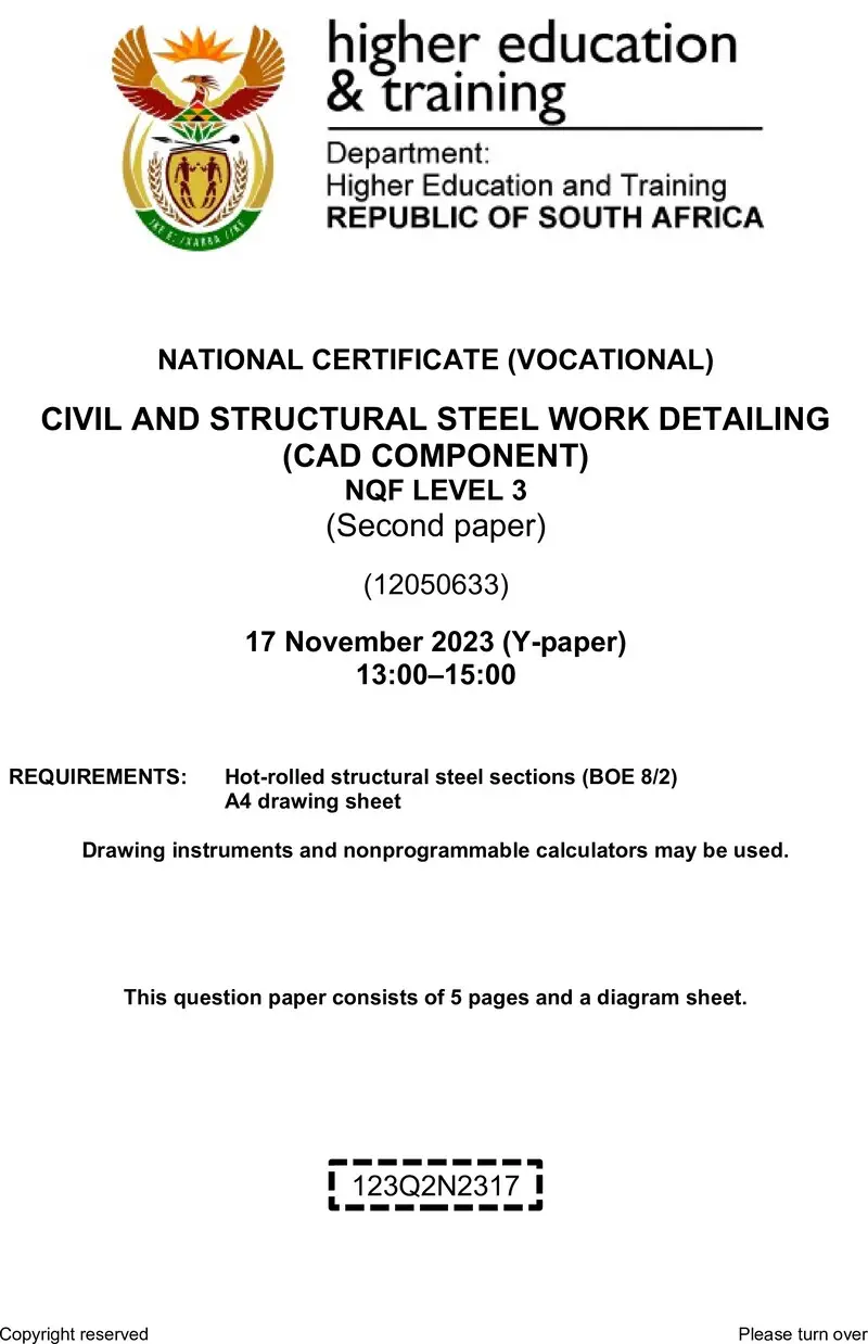 Civil And Structural Steelwork Detailing L3 P2 QP Nov 2023 preview