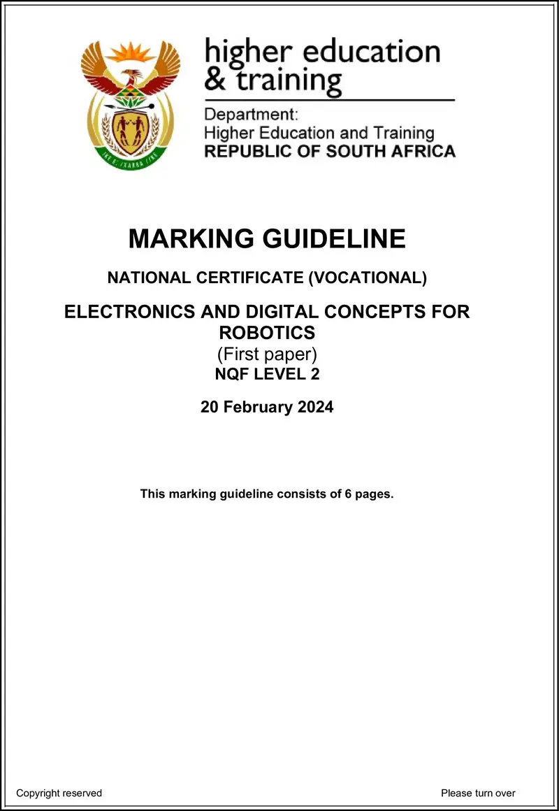 Nc Electronics And Digital Concepts For Robotics L2 P1 MEMO Supp 2024 Final preview