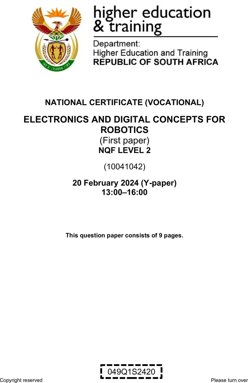 Nc Electronics And Digital Concepts For Robotics L2 P1 QP Supp 2024 preview