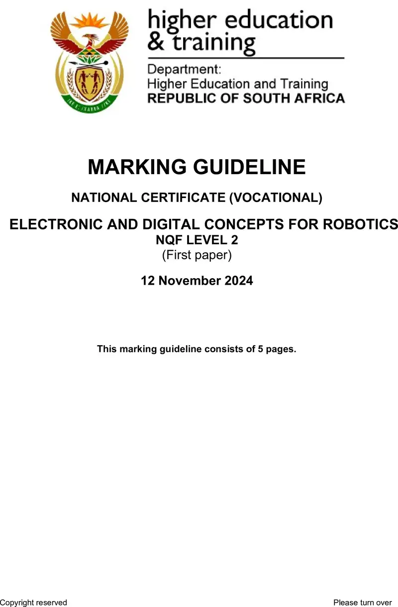 Electronics And Digital Concepts For Robotics L2 P1 MEMO Nov 2024 preview