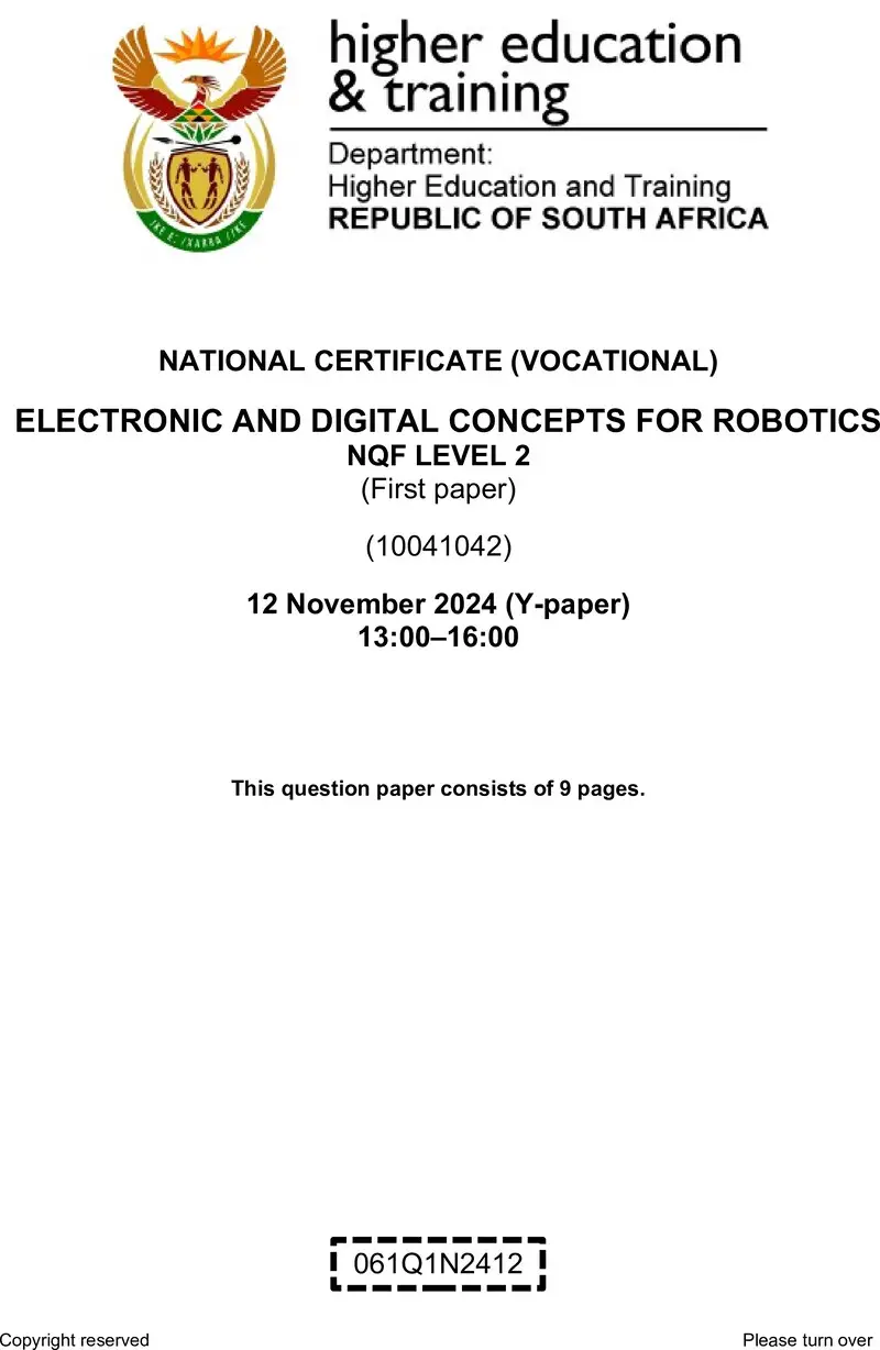 Electronics And Digital Concepts For Robotics L2 P1 QP Nov 2024 preview