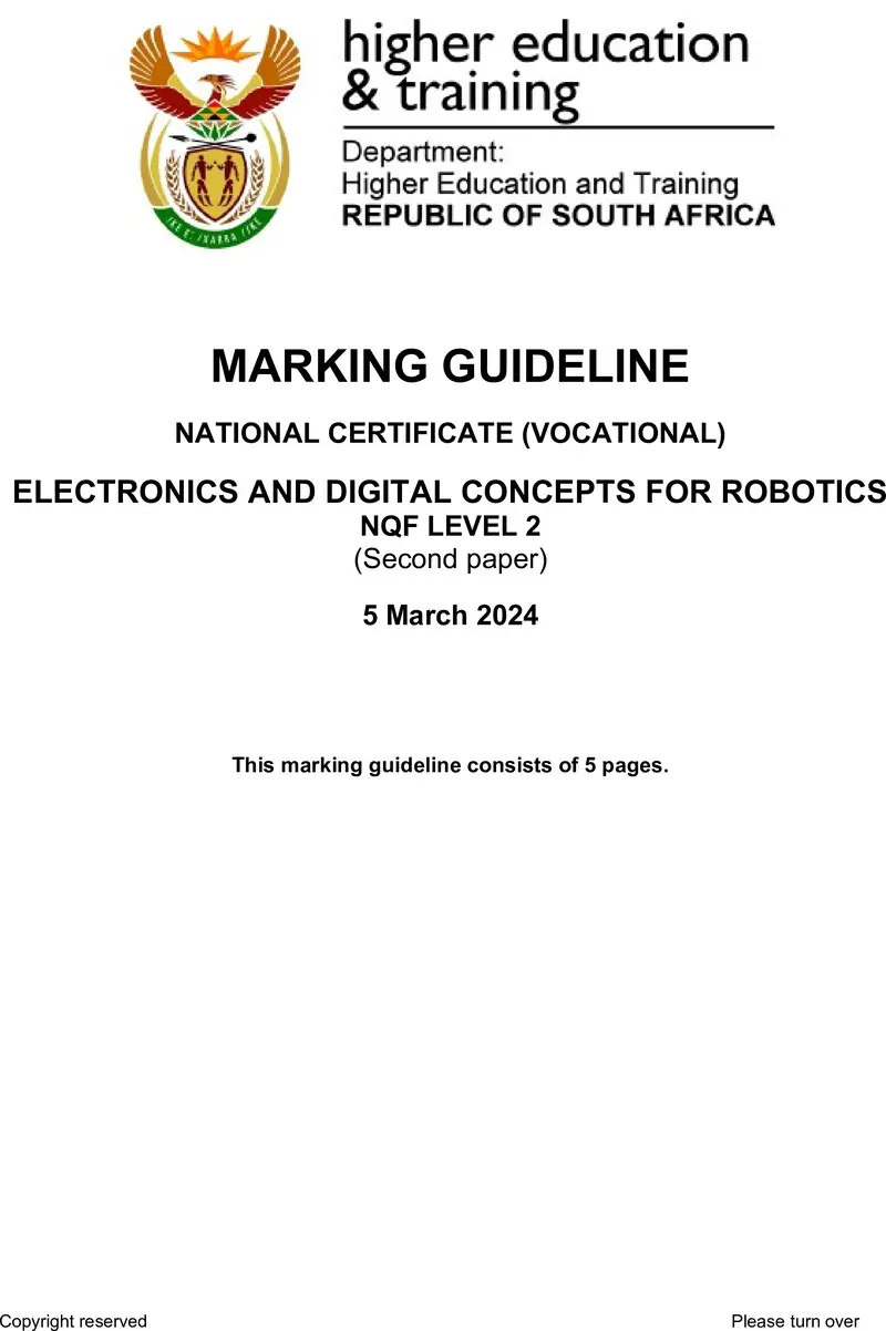 Electronics And Digital Concepts For Robotics L2 P2 MEMO Supp 2024 preview