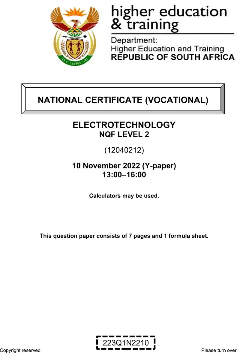 Electrotechnology L2 QP Nov 2022 preview