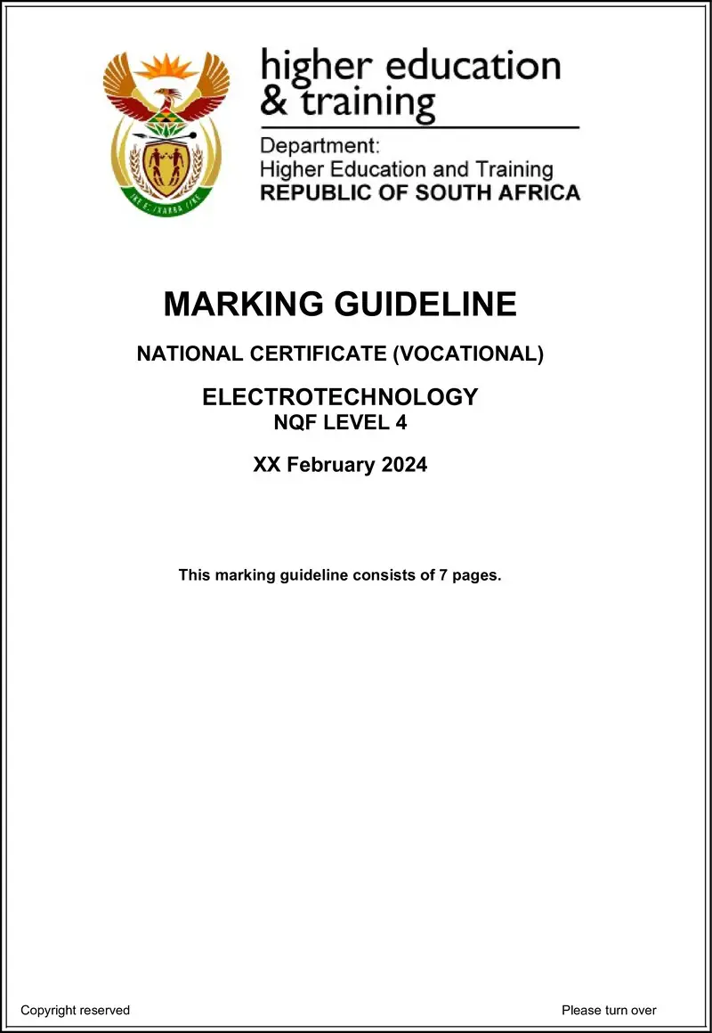 Electrotechnology L4 MEMO Supp 2024 preview