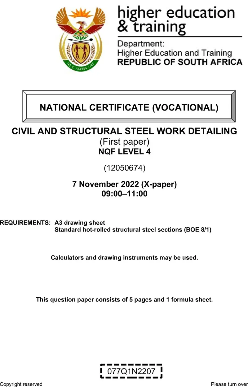 Civil And Structural Steel Work Detailing L4 P1 QP Nov 2022 preview
