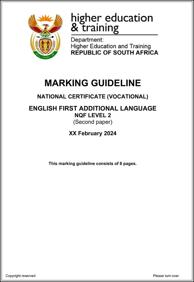 English First Additional Language L2 P2 MEMO Supp 2024 preview