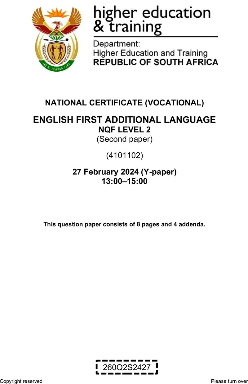 English First Additional Language L2 P2 QP Supp 2024 preview