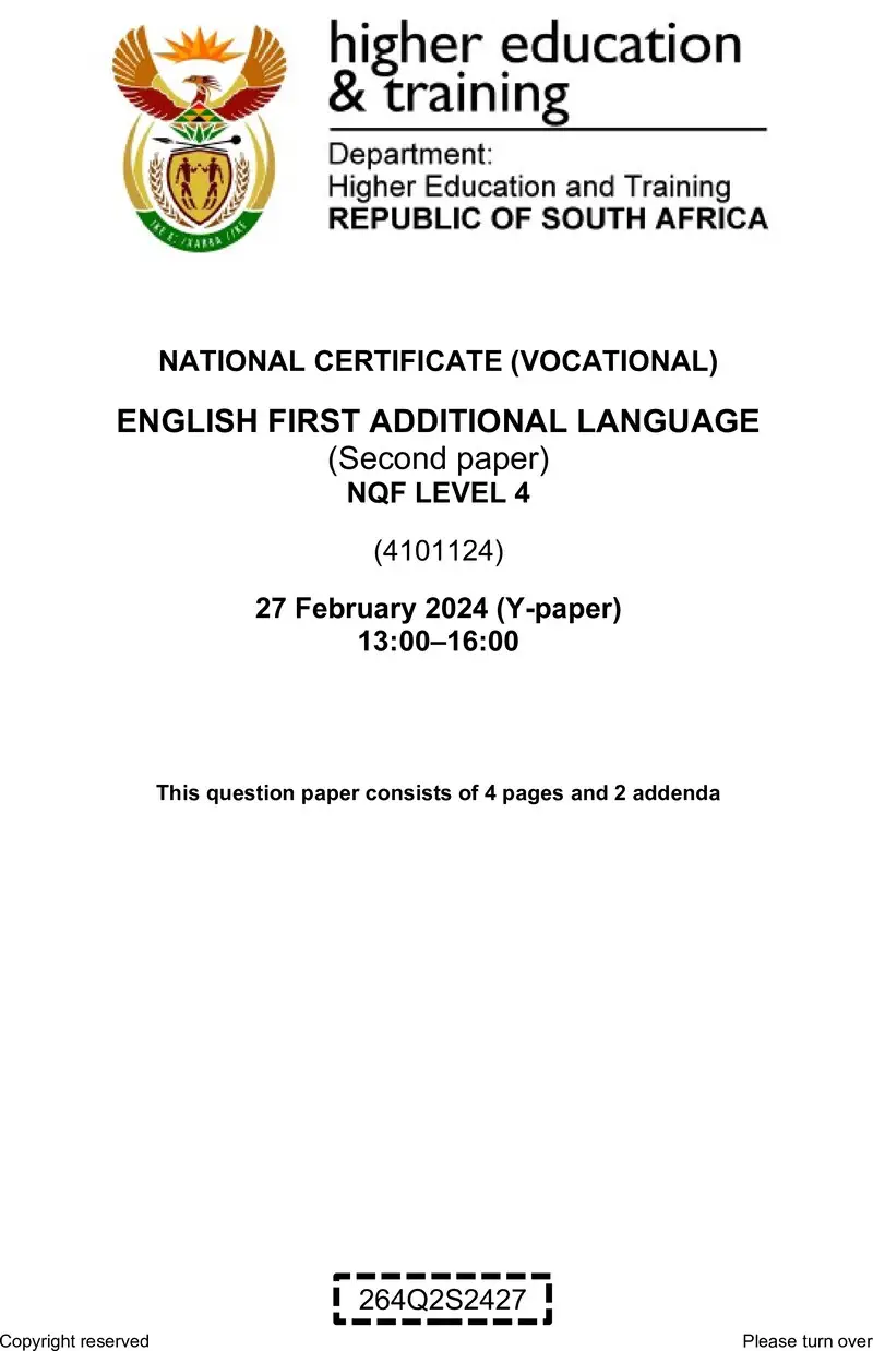 English First Additional Language L4 P2 QP Feb 2024 preview
