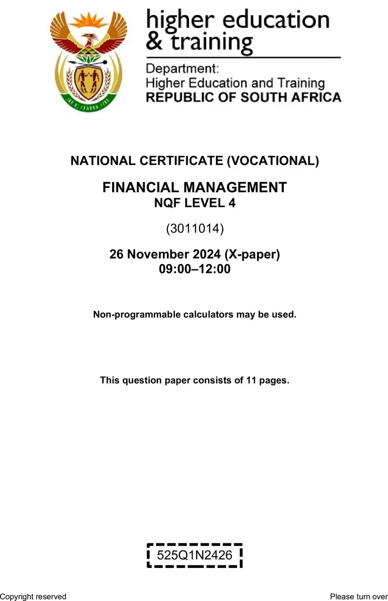 Financial Management L4 QP Nov 2024 preview