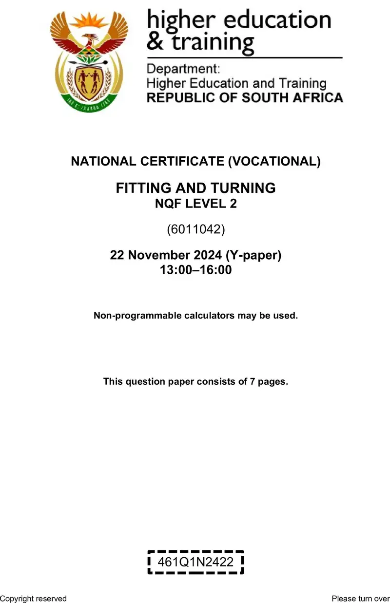 Fitting And Turning L2 Nov QP 2024 preview