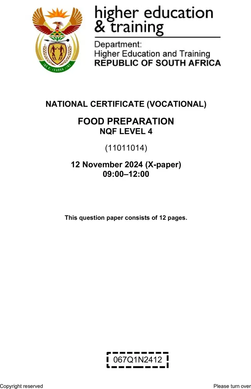 Food Preparations L4 QP Nov 2024 preview