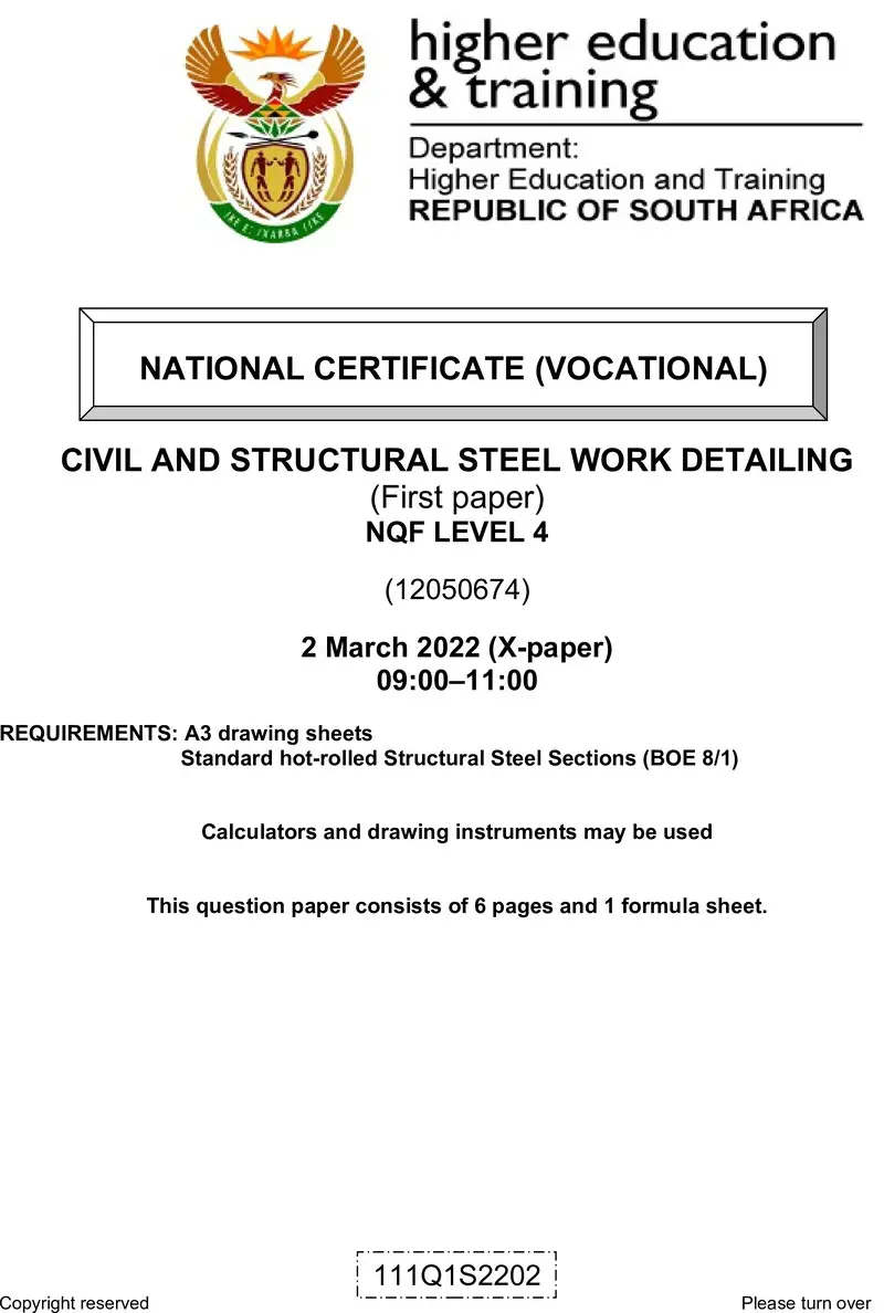 Civil And Structural Steel Work Detailing L4 P1 QP Supp Feb 2022 preview