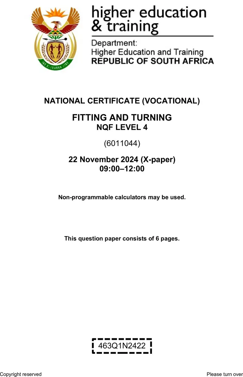 Fitting And Turning L4 QP Nov 2024 preview
