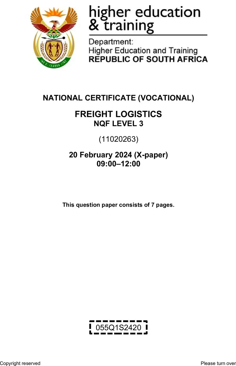 Freight Logistics L3 QP Supp 2024 preview