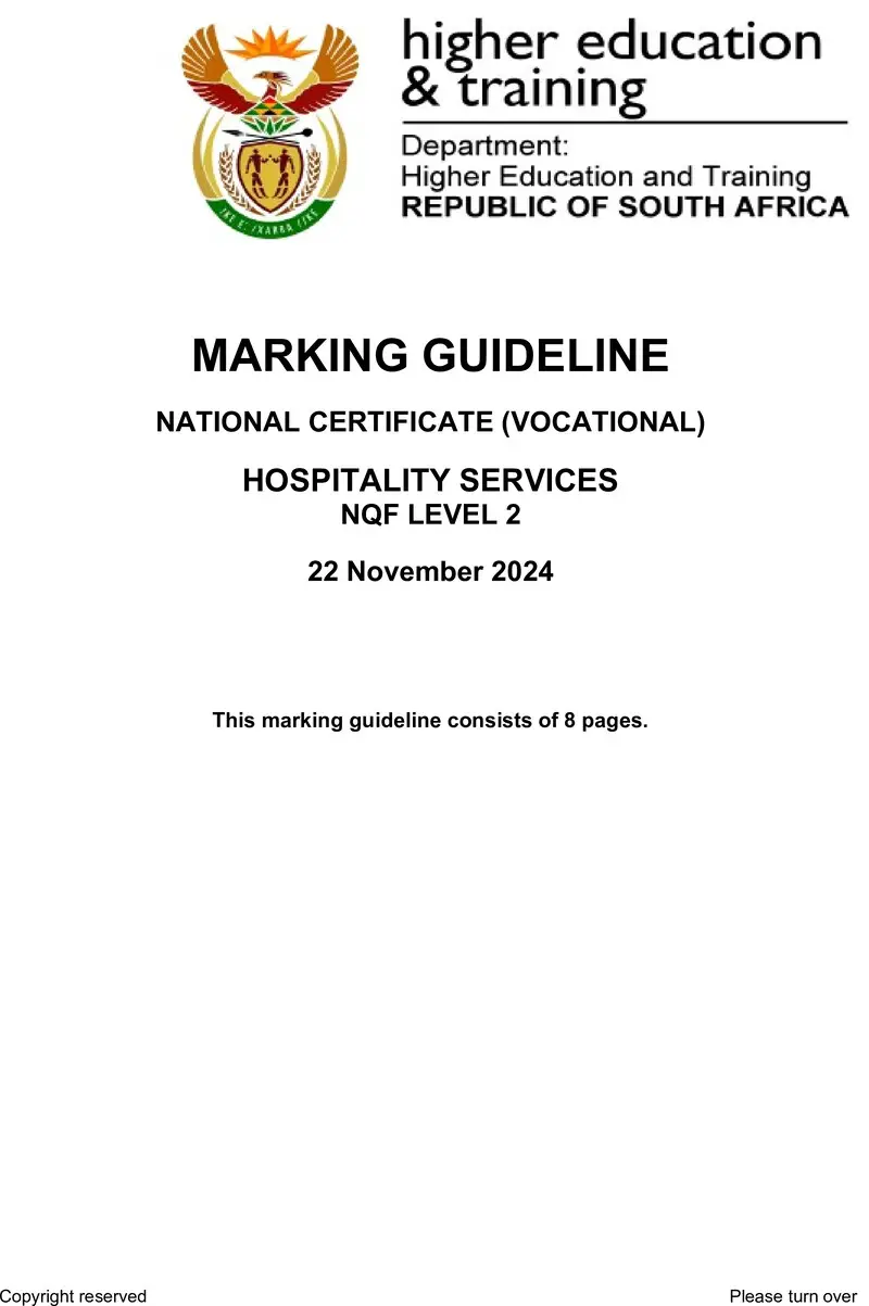Hospitality Services L2 MEMO Nov 2024 preview