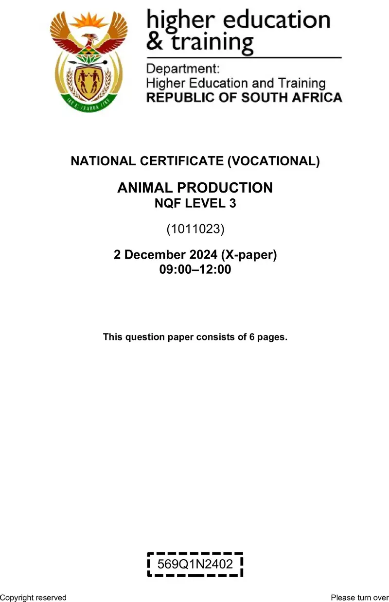 Animal Production L3 QP Nov 2024 preview
