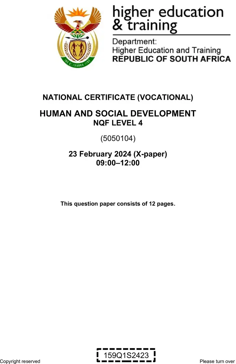 Human And Social Development L4 QP Supp 2024 preview