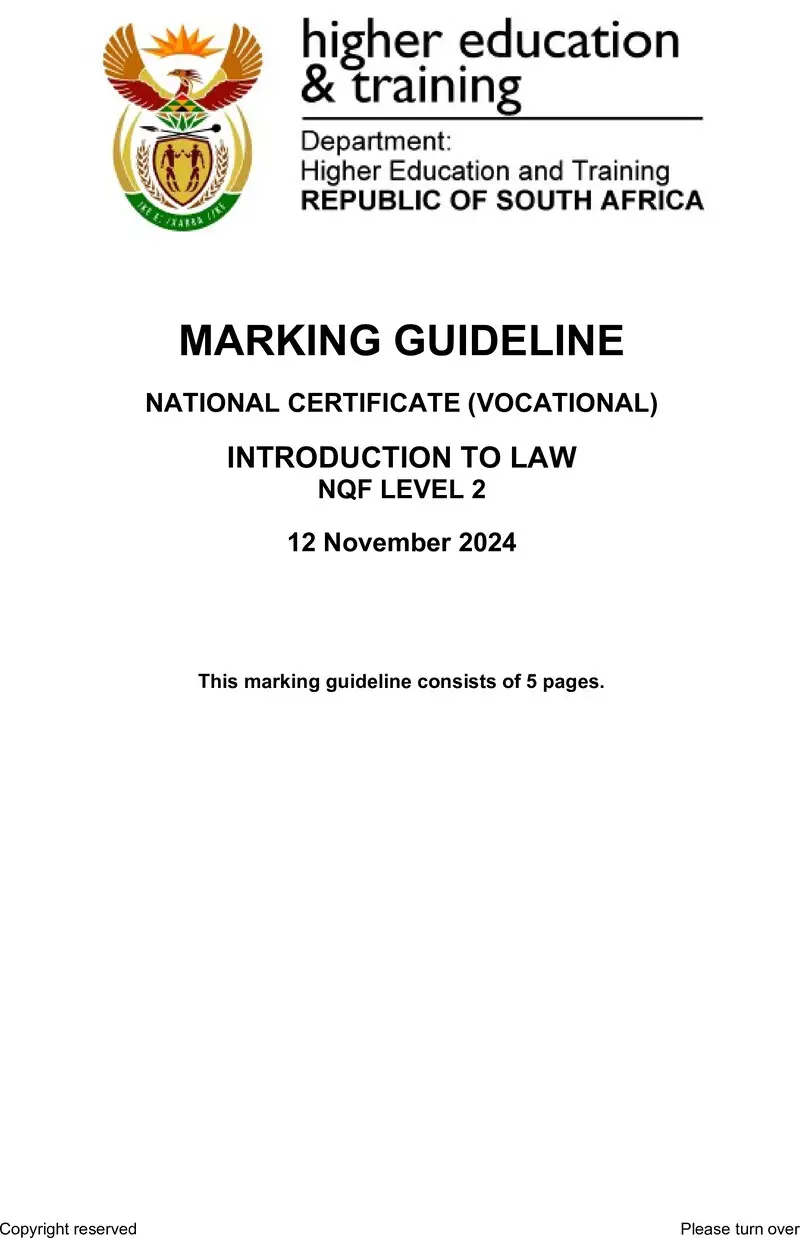Introduction To Law L2 MEMO Nov 2024 preview