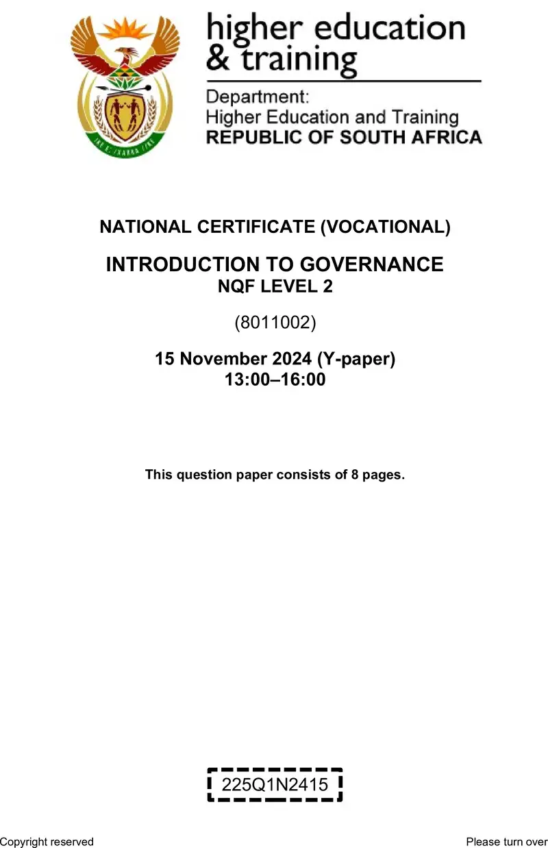 Introduction To Governance L2 QP Nov 2024 preview